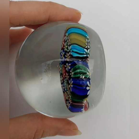 Vintage MURANO Di B. Battiston millefiori art glass paperweight Italy floral - Picture 5 of 7